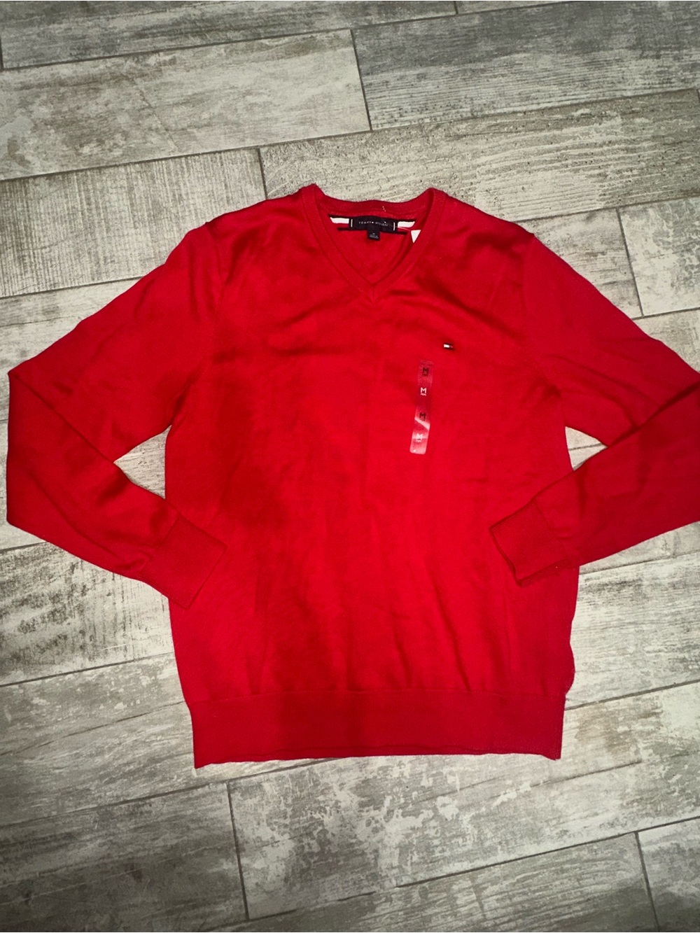 NWOT Tommy Hilfiger Men's Essential V-Neck Sweater - Red - Size M